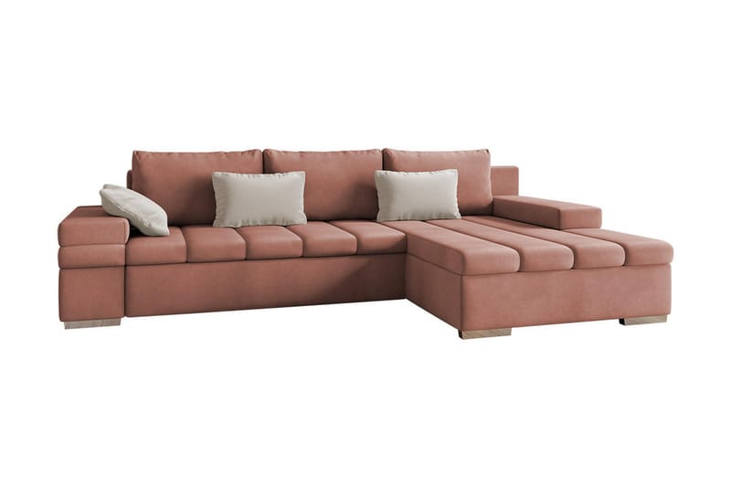 ARETHA Bäddsoffa m. Divan 3-sits L-formad - Rosa - Bäddsoffor - Bäddsoffa divan