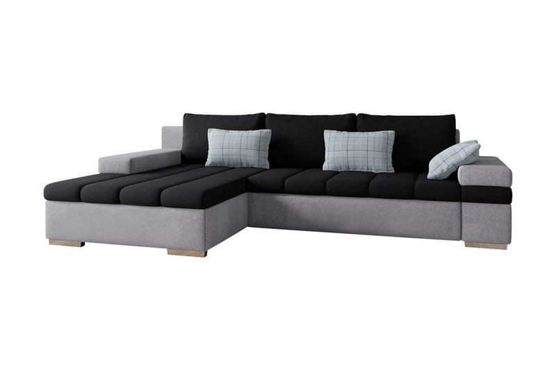 ARETHA Bäddsoffa m. Divan 3-sits L-formad - Svart/Grå - Möbler - Vardagsrum - Bäddsoffor