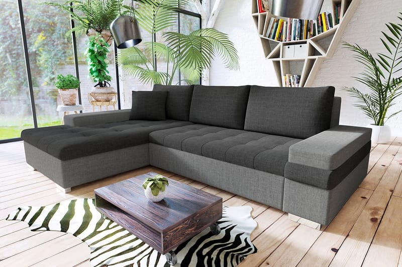 ARETHA Divanbäddsoffa 274x182x83 cm - Grå - Möbler - Vardagsrum - Bäddsoffor