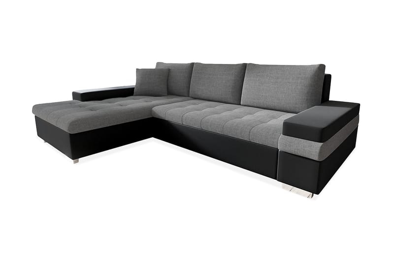 ARETHA Divanbäddsoffa 274x182x83 cm - Grå/Svart - Möbler - Vardagsrum - Bäddsoffor