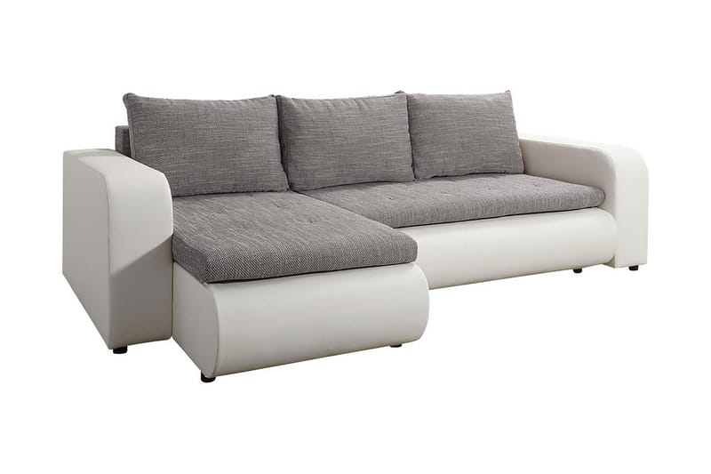 ARIPEKA 3-sits Bäddsoffa med Divan Konstläder/Grå/Vit - Möbler - Vardagsrum - Bäddsoffor