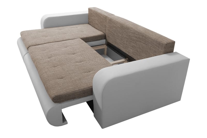 ARIPEKA 3-sits Bäddsoffa med Divan Konstläder/Grå/Vit - Möbler - Vardagsrum - Bäddsoffor