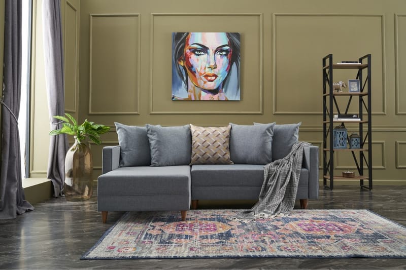 ARRAIDA Bäddsoffa m. Divan 4-sits 192x135 Blå - Möbler - Vardagsrum - Bäddsoffor