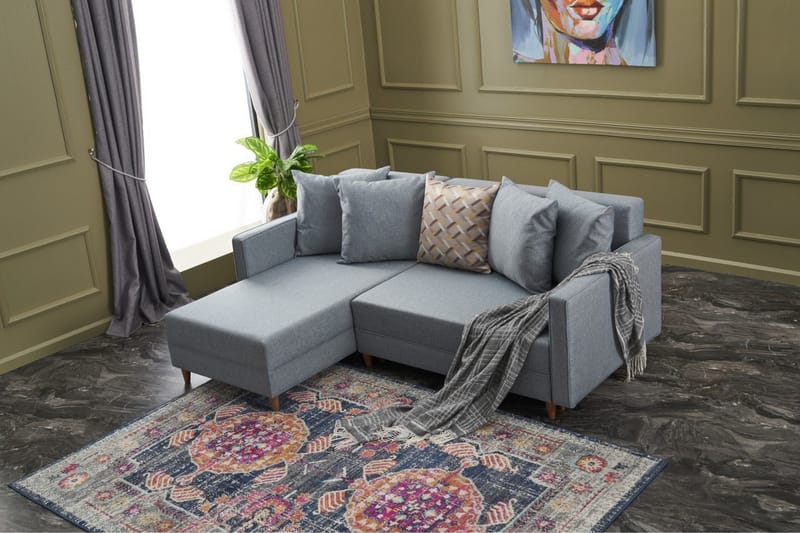 ARRAIDA Bäddsoffa m. Divan 4-sits 192x135 Blå - Möbler - Vardagsrum - Bäddsoffor