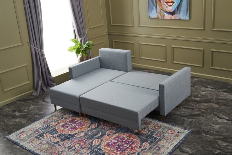 ARRAIDA Bäddsoffa m. Divan 4-sits 192x135 Blå - Möbler - Vardagsrum - Bäddsoffor