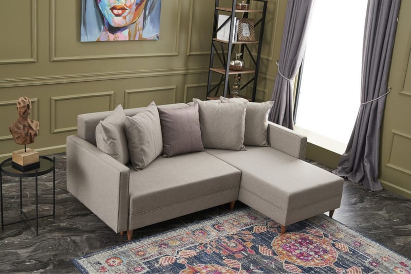 ARRAIDA Bäddsoffa m. Divan 4-sits 192x135 Cream - Möbler - Vardagsrum - Bäddsoffor