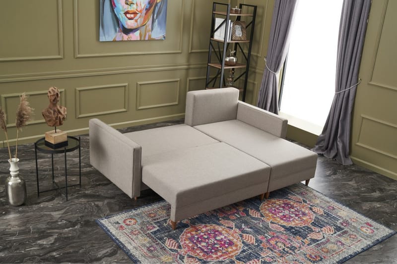 ARRAIDA Bäddsoffa m. Divan 4-sits 192x135 Cream - Möbler - Vardagsrum - Bäddsoffor