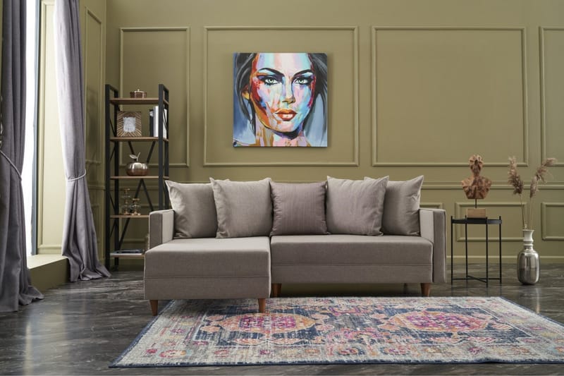 ARRAIDA Bäddsoffa m. Divan 4-sits 192x135 Cream - Möbler - Vardagsrum - Bäddsoffor