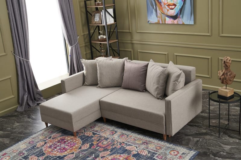 ARRAIDA Bäddsoffa m. Divan 4-sits 192x135 Cream - Möbler - Vardagsrum - Bäddsoffor