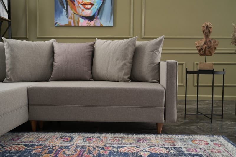 ARRAIDA Bäddsoffa m. Divan 4-sits 192x135 Cream - Möbler - Vardagsrum - Bäddsoffor