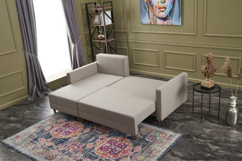 ARRAIDA Bäddsoffa m. Divan 4-sits 192x135 Cream - Möbler - Vardagsrum - Bäddsoffor
