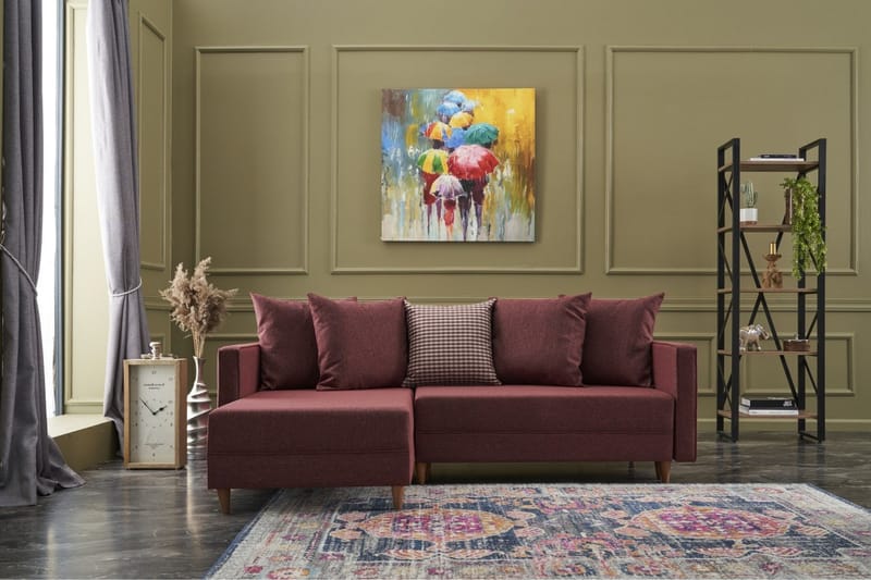 ARRAIDA Bäddsoffa m. Divan 4-sits 192x135 Röd - Möbler - Vardagsrum - Bäddsoffor