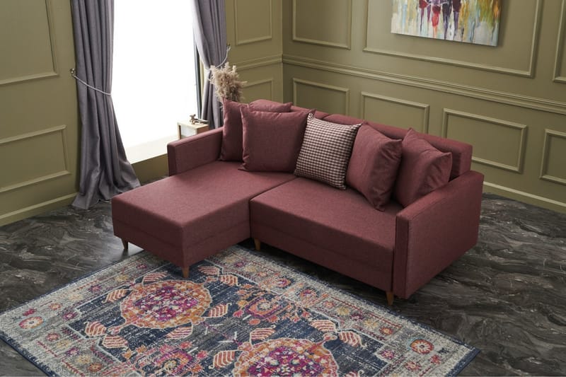 ARRAIDA Bäddsoffa m. Divan 4-sits 192x135 Röd - Möbler - Vardagsrum - Bäddsoffor