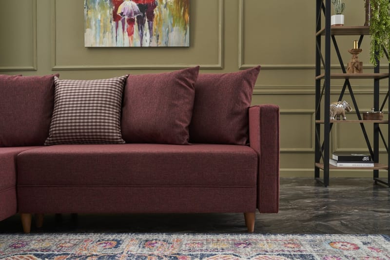 ARRAIDA Bäddsoffa m. Divan 4-sits 192x135 Röd - Möbler - Vardagsrum - Bäddsoffor