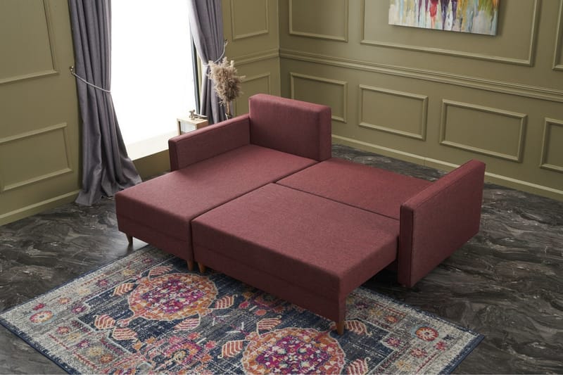 ARRAIDA Bäddsoffa m. Divan 4-sits 192x135 Röd - Möbler - Vardagsrum - Bäddsoffor