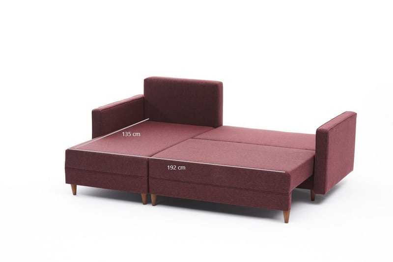 ARRAIDA Bäddsoffa m. Divan 4-sits 192x135 Röd - Möbler - Vardagsrum - Bäddsoffor