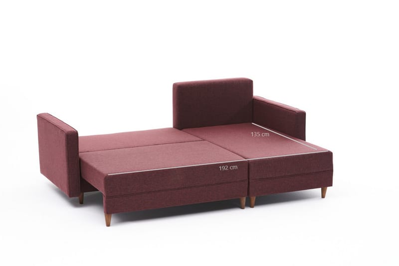 ARRAIDA Bäddsoffa m. Divan 4-sits 192x135 Röd - Möbler - Vardagsrum - Bäddsoffor