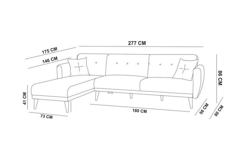 AUCHENCAIRN Bäddsoffa med Divan Höger Grå - Bäddsoffor - Bäddsoffa divan