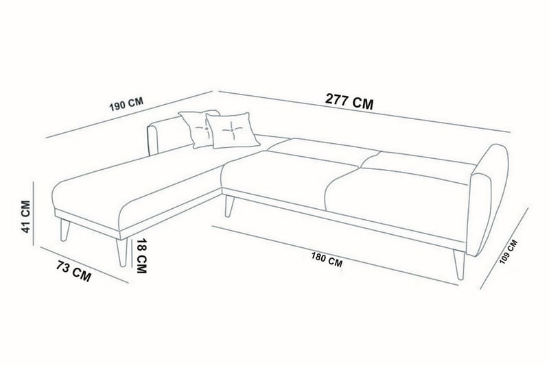 AUCHENCAIRN Bäddsoffa med Divan Höger Grå - Bäddsoffor - Bäddsoffa divan