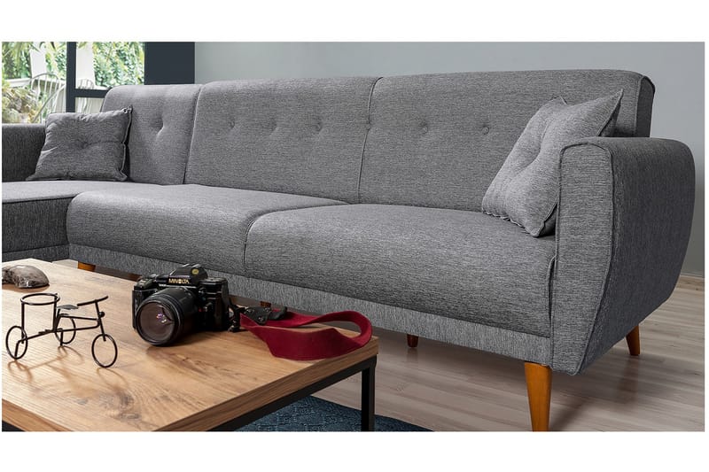 AUCHENCAIRN Bäddsoffa med Divan Vänster Grå - Möbler - Vardagsrum - Bäddsoffor