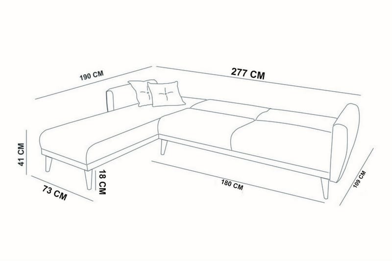 AUCHENCAIRN Bäddsoffa med Divan Vänster Grå - Möbler - Vardagsrum - Bäddsoffor
