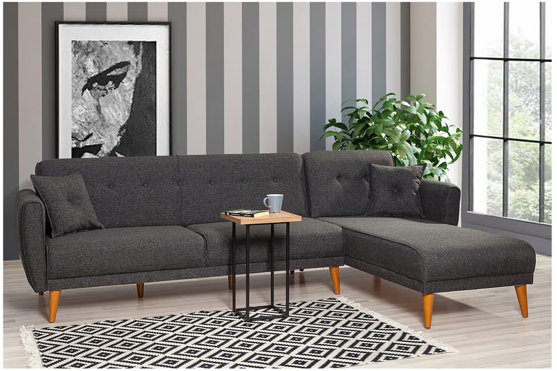 AUCHENCAIRN Bäddsoffa med Divan Vänster Grå - Möbler - Vardagsrum - Bäddsoffor