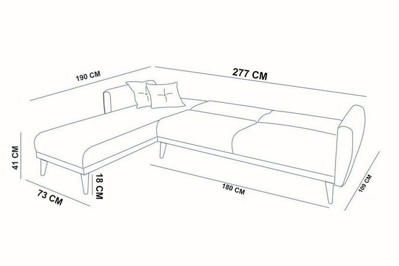 AUCHENCAIRN Bäddsoffa med Divan Vänster Grå - Möbler - Vardagsrum - Bäddsoffor