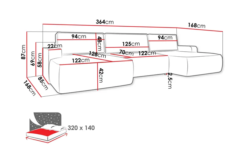 Avignon Bäddsoffa Dubbeldivan 5-sits - Beige - Möbler - Vardagsrum - Bäddsoffor - U bäddsoffa