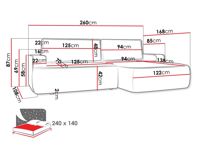 Avignon Bäddsoffa med Divan 3-sits - Beige - Möbler - Vardagsrum - Bäddsoffor