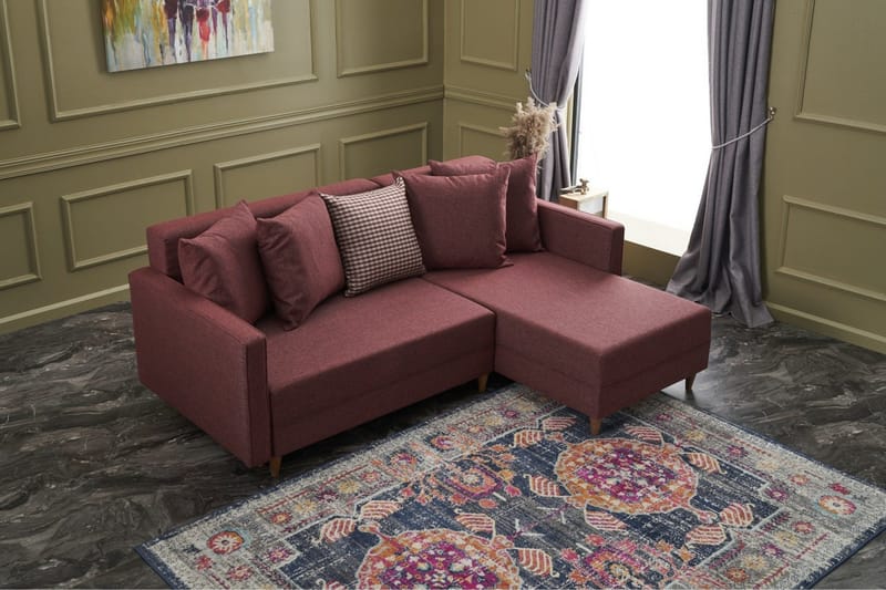 Aydama Bäddsoffa m. Divan 4-sits 192x135 - Röd - Möbler - Vardagsrum - Bäddsoffor
