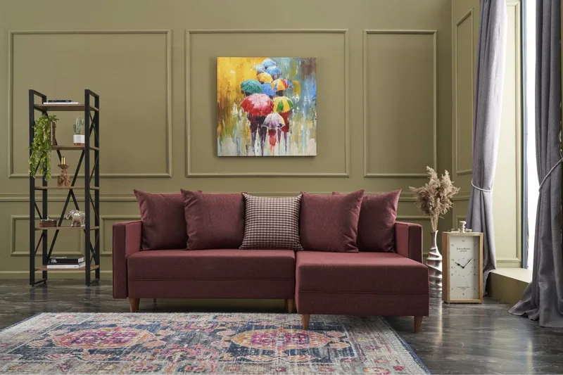Aydama Bäddsoffa m. Divan 4-sits 192x135 - Röd - Möbler - Vardagsrum - Bäddsoffor