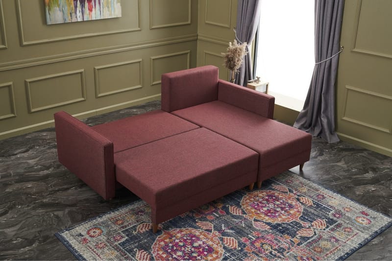 Aydama Bäddsoffa m. Divan 4-sits 192x135 - Röd - Möbler - Vardagsrum - Bäddsoffor