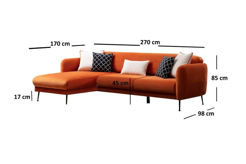 Azeriah Bäddsoffa med Divan Vänster - Orange - Möbler - Vardagsrum - Bäddsoffor