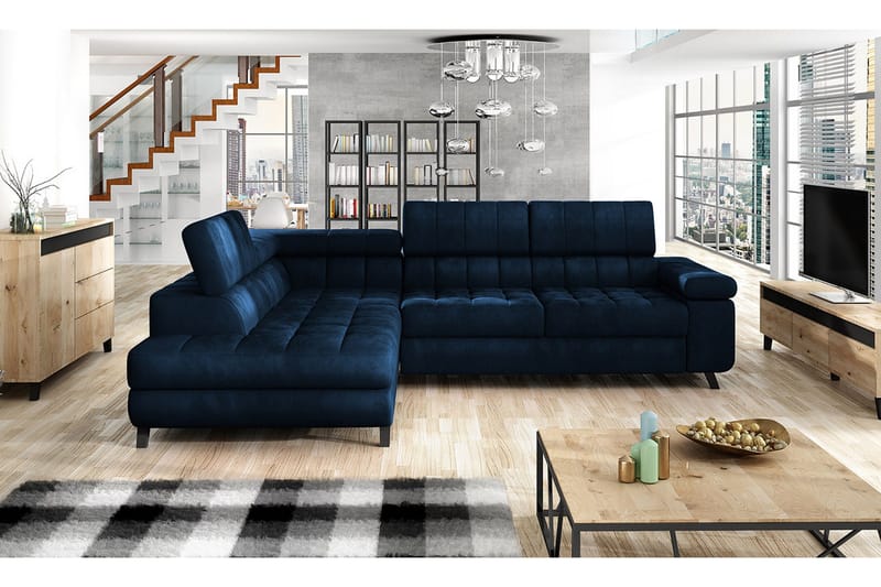 Azoulay Hörnsoffa Vänster - Mörkblå - Möbler - Vardagsrum - Bäddsoffor