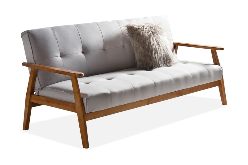 Bäddsoffa 190x85x81 cm light grey woven fabric - 3-sits bäddsoffa - Bäddsoffor