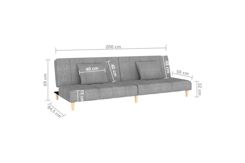 Bäddsoffa 2-sits ljusgrå tyg - Grå - Möbler - Vardagsrum - Bäddsoffor