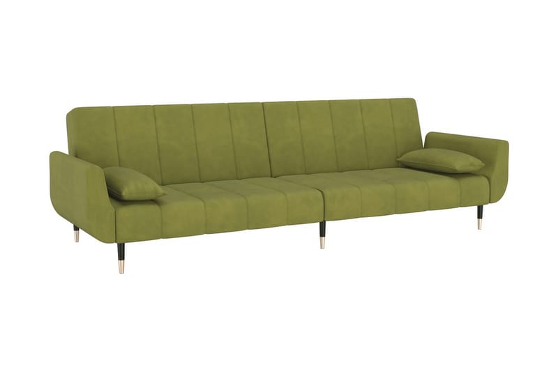 Bäddsoffa 2-sits med två kuddar ljusgrön sammet - Ljusgrön - Möbler - Vardagsrum - Bäddsoffor