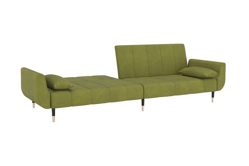 Bäddsoffa 2-sits med två kuddar ljusgrön sammet - Ljusgrön - Möbler - Vardagsrum - Bäddsoffor