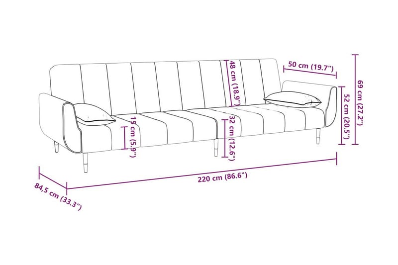 Bäddsoffa 2-sits med två kuddar ljusgrön sammet - Ljusgrön - Möbler - Vardagsrum - Bäddsoffor