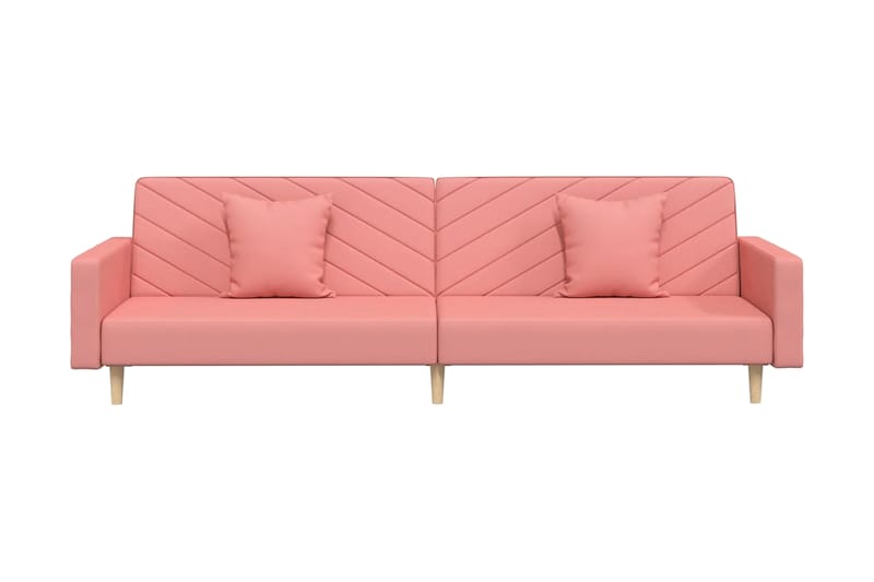 Bäddsoffa 2-sits med två kuddar rosa sammet - Bäddsoffor - 2-sits bäddsoffa