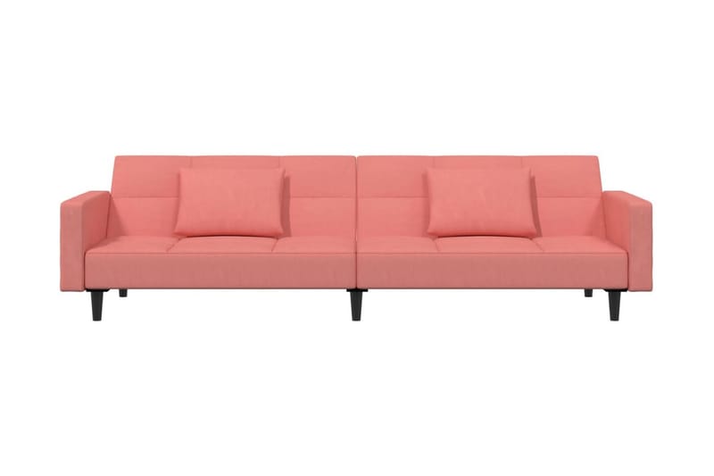 Bäddsoffa 2-sits med två kuddar rosa sammet - Bäddsoffor - 2-sits bäddsoffa