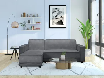 Bäddsoffa Allie Antracit, Sammet, 82x229x154 cm - Antracit, Sammet, 82x229x154 cm - Möbler - Vardagsrum - Bäddsoffor