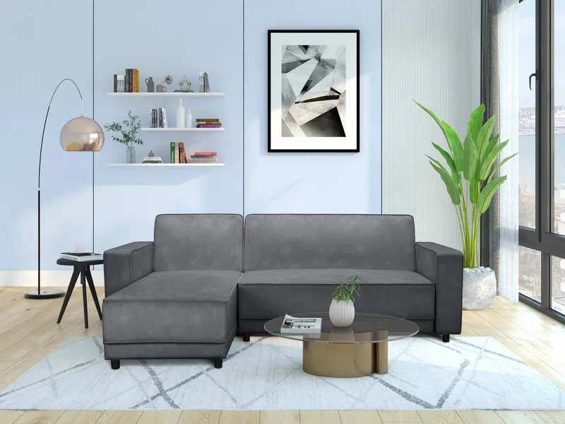 Bäddsoffa Allie Antracit, Sammet, 82x229x154 cm - Antracit, Sammet, 82x229x154 cm - Möbler - Vardagsrum - Bäddsoffor