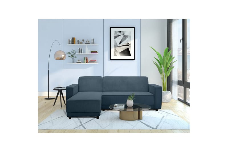Bäddsoffa Allie Blå, Cordoroy, 82x229x154 cm - Blå, Cordoroy, 82x229x154 cm - Möbler - Vardagsrum - Bäddsoffor