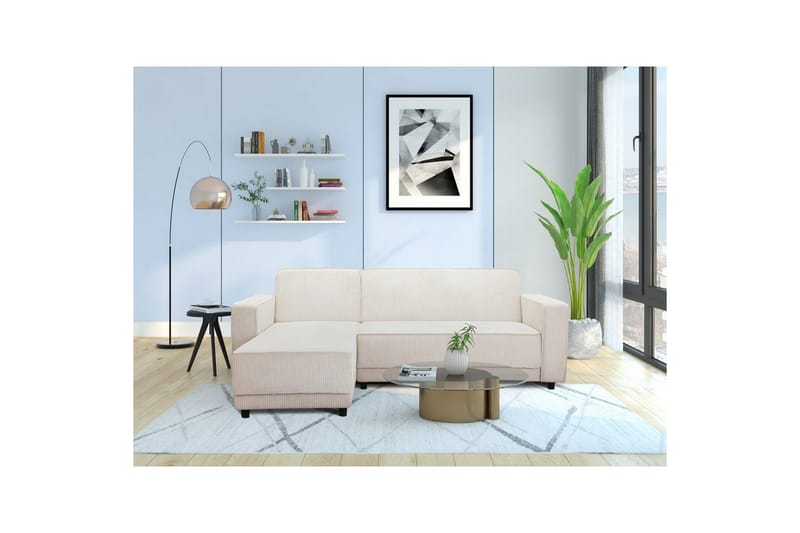 Bäddsoffa Allie Kräm, Cordoroy, 82x229x154 cm - Kräm, Cordoroy, 82x229x154 cm - Möbler - Vardagsrum - Bäddsoffor