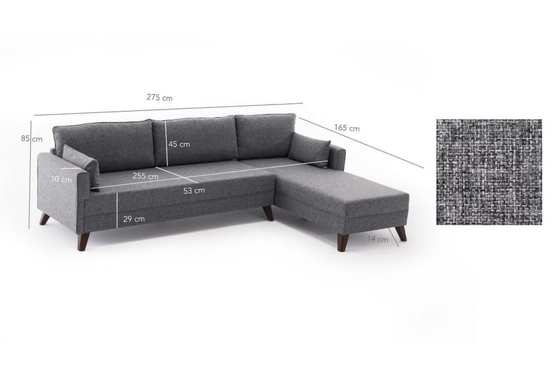 Antigua Divanbäddsoffa Höger - Grå - Möbler - Vardagsrum - Bäddsoffor - Hörnbäddsoffa