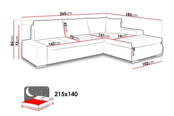 Cerys Divanbäddsoffa 265x185x85 cm Universal - Svart - Möbler - Vardagsrum - Bäddsoffor - Bäddsoffa divan
