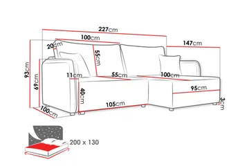 Chandru Bäddsoffa med Divan 3-sits i Plysch - Grå - Möbler - Vardagsrum - Bäddsoffor - Bäddsoffa divan