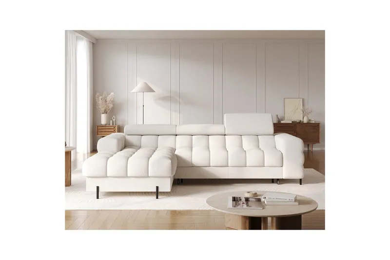 Hörnsoffa Eltap Felro 285x181x93 cm - Amore 01, Vit, Vänster - Möbler - Vardagsrum - Bäddsoffor - Bäddsoffa divan