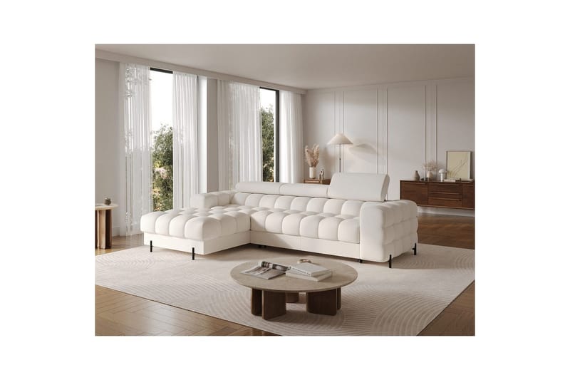 Hörnsoffa Eltap Felro 285x181x93 cm - Amore 01, Vit, Vänster - Möbler - Vardagsrum - Bäddsoffor - Bäddsoffa divan